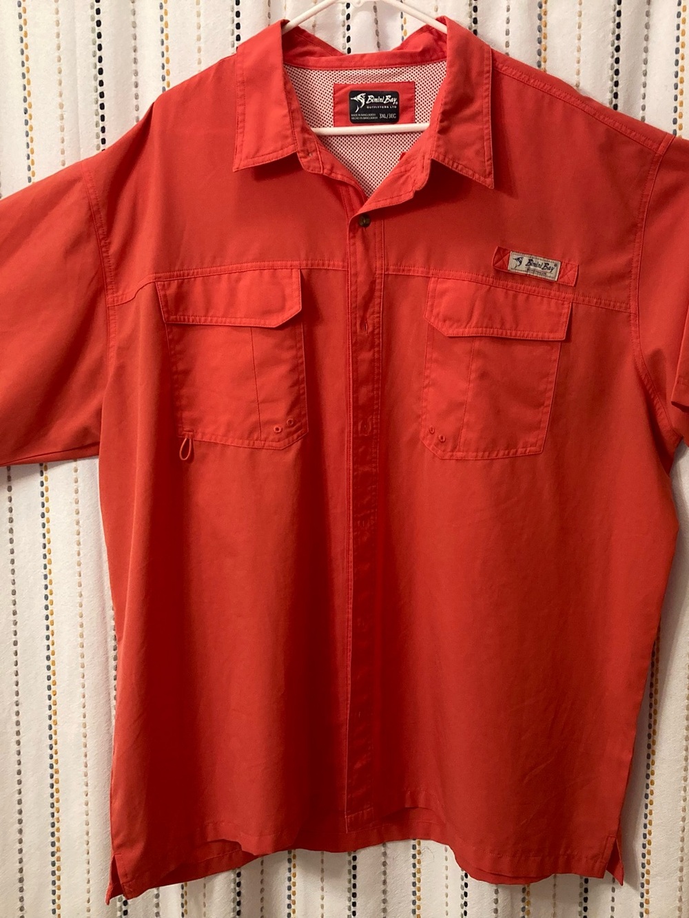 Bimini Bay  Men's Casual Button-Down Shirt in Coral